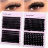 WENDY LASHES Cluster Lashes, 60D+80D+100D+150D Eyelash Clusters D-Curl Fluffy Individual-Eyelashes