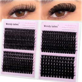 WENDY LASHES Cluster Lashes, 60D+80D+100D+150D Eyelash Clusters D-Curl Fluffy Individual-Eyelashes 10-18mm Wispy Lashes Individual Cluster Natural Look DIY Lash Extensions
