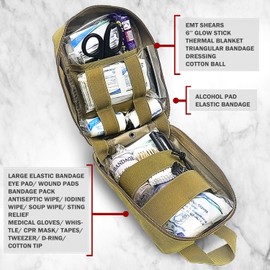 FalconTac 200 Pieces First Aid Kit IFAK Survival Kit Molle System Compatible Pouch, Emergency Kit Gift for Men, Dad, Husband, for Outdoor, Camping, Hunting, Hiking, Home, Earthquake, Disasters