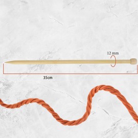 SSyang Pack of 2 Single-Pointed Large Knitting Needles Wooden Bamboo Knitting Needles Set, 35 cm Extra Long Chunky Knitting Needles for Beginners and Professionals, 12 mm Handmade Thick Knitting