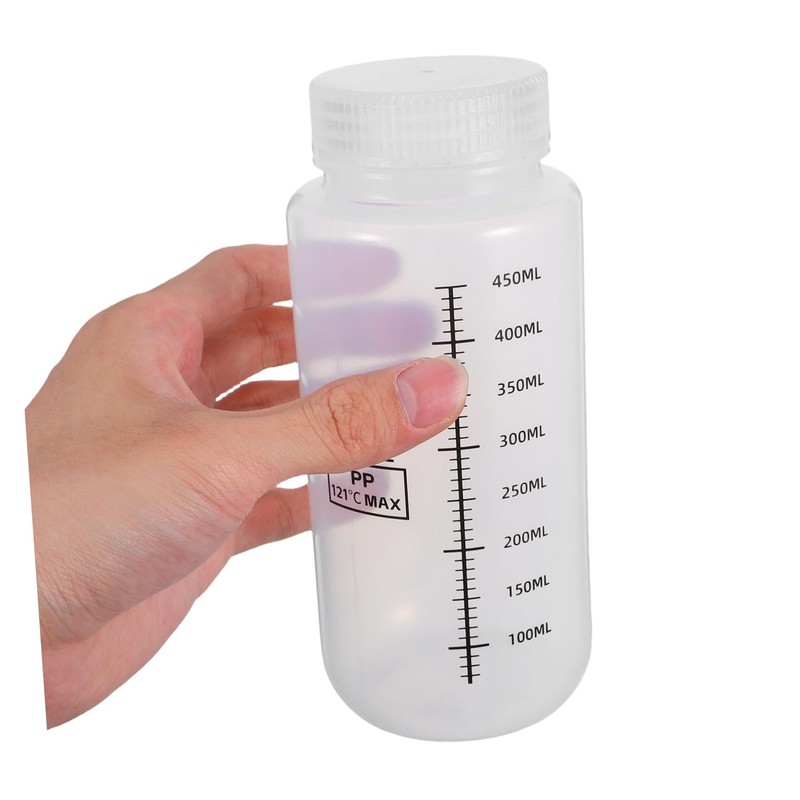BUGUUYO 4pcs Plastic Graduated Reagent Bottles with Wide Mouth and