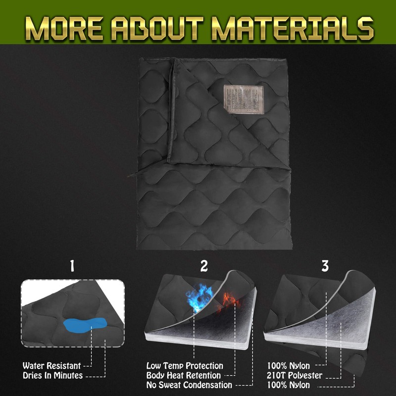 Lenotos Woobie Blanket, Thermal Insulated Military Poncho Liner, Water-Resistant, Portable,