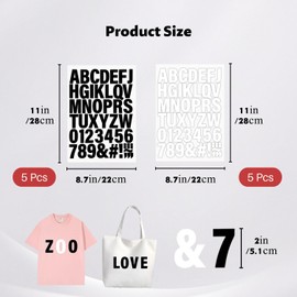 500 Pcs Iron On Letters and Numbers for Clothes 10 Sheets Heat Transfer Vinyl Alphabet Stickers for Sports T Shirts Team Jerseys DIY Crafts Washable Tear Proof Fabric Patches