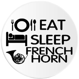 Kiwi Gifts Eat Sleep French Horn - 10 Pack Circle Stickers 3 Inch - Music Musician