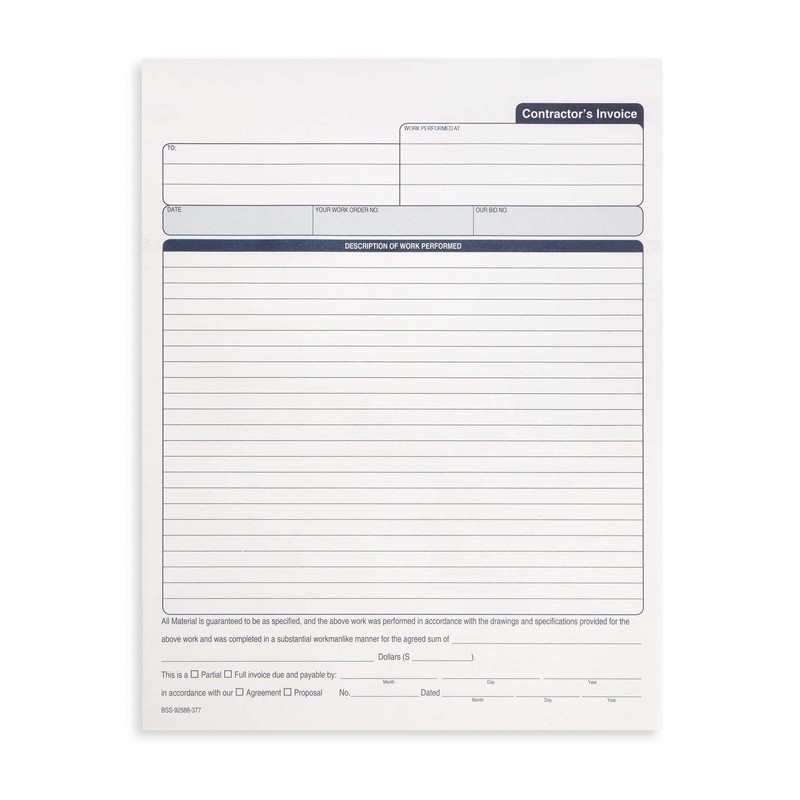 Blue Summit 50 Contractor Invoice Receipt Books, Estimate Book Contractor