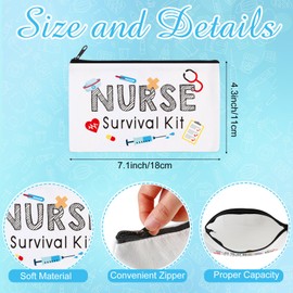 Abbylike 50 Pieces Nurse Gift Bag Survival Kit Makeup Bags Canvas Multi Purpose Zipper Pouch Funny Travel Bag for Birthday Nurse Week Practitioner Gifts for Women Girls Nurse School, 7.09 x 4.33 Inch