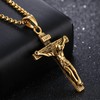 AIMALL Men Stainless Steel Gold Silver Black Jesus Crucifix Pendant