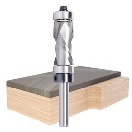 Akylin Carbide Compressiom Spiral Flush Trim Router Bit with 1/4" shank, Top and Bottom Bearing Solid Carbide Flush Trim Bit, Up & Down Cut for Wood Pattern Flush Trimming( (1/4” SD, 1/2" CD , 1" CL)