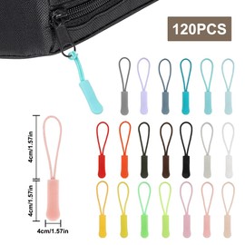 Pack of 120 Zip Extension Zipper Pulls, 20 Colours Nylon Cord Zip Pendant, Non-Slip Zipper Tag, Zip Puller Colourful, for Backpack, Clothing, Sportswear and More