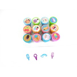 TINYMILLS 12 Pcs Ice Cream Stamp Kit for Kids Self Inking Stamps Gift Baby Shower Summer Party Favors