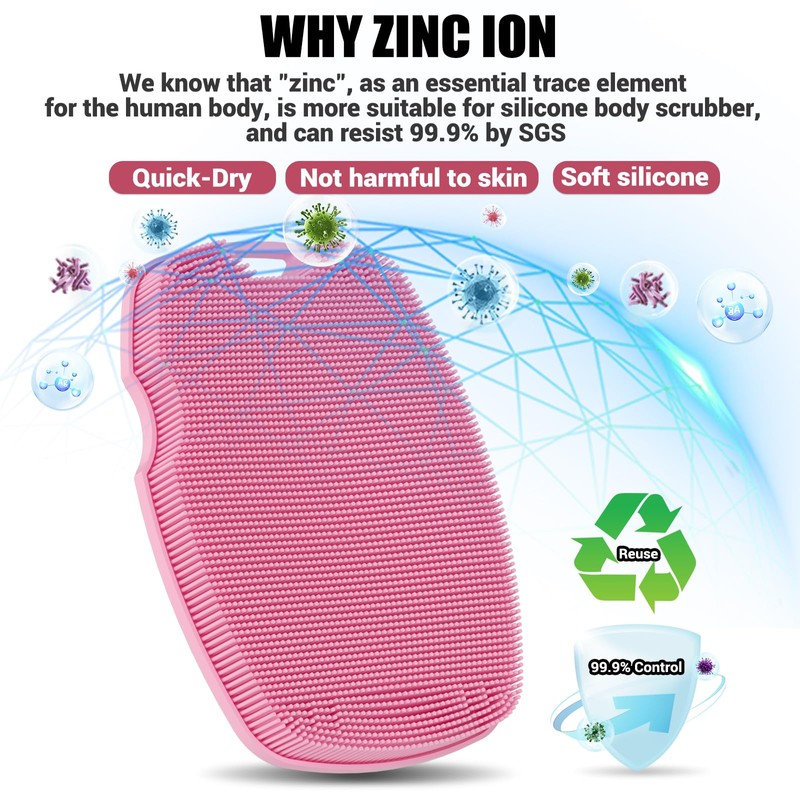 Canroom Silicone Body Scrubber - Anti Zinc Infused-Highly Elastic Bristles