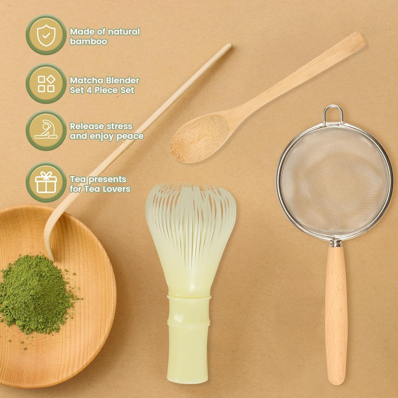 4Pcs Japanese Matcha Tea Set for Beginners Matcha Making Starter