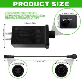 12V 2A LED Controller with Extension Cord, 24W Class 2 Power Supply Ip44 Low Voltage Transformer ，Replacement Model JT-DC120V1000-F for Christmas String Light Inflatable Decorations (12V 2A 1PCS)
