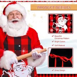 Kigeli 8 Pieces Christmas Kitchen Cooking Apron Adjustable Holiday Santa Claus Snowman Apron for Women Holiday Decoration(Plaid)