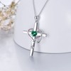 SLIACETE 925 Sterling Silver Stethoscope Cross Necklace with Birthstone for