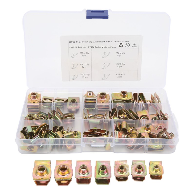 60Pcs U Nut Clip Kit Strong Rust Resistance High Elasticity