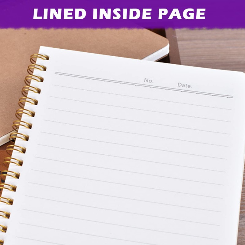 PALUDO Pack of 5 Notebook Lined A5 Spiral Notepad, Kraft