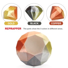 Reprapper Triple Color Filament Coextrusion PLA Filament 1.75mm for 3D Printer, Multicolor Like Dual Color Silk Rainbow pla, 2.2lbs (1kg), Silk PLA Gold/Copper/Black