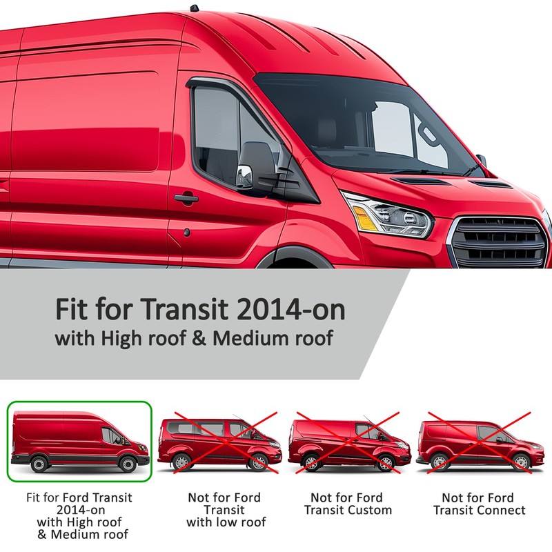 Voron Glass Tape-on Extra Durable Rain Guards for Ford Transit