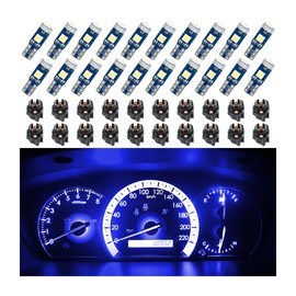 BELOMI 20 Pcs T5 LED Lights for Car Dashboard, High Light Bulb 3030-3SMD Replacement with Twist Lock Socket, Super Bright Light for Instrument Cluster Dashboard Panel Gauge Indicator (Blue)