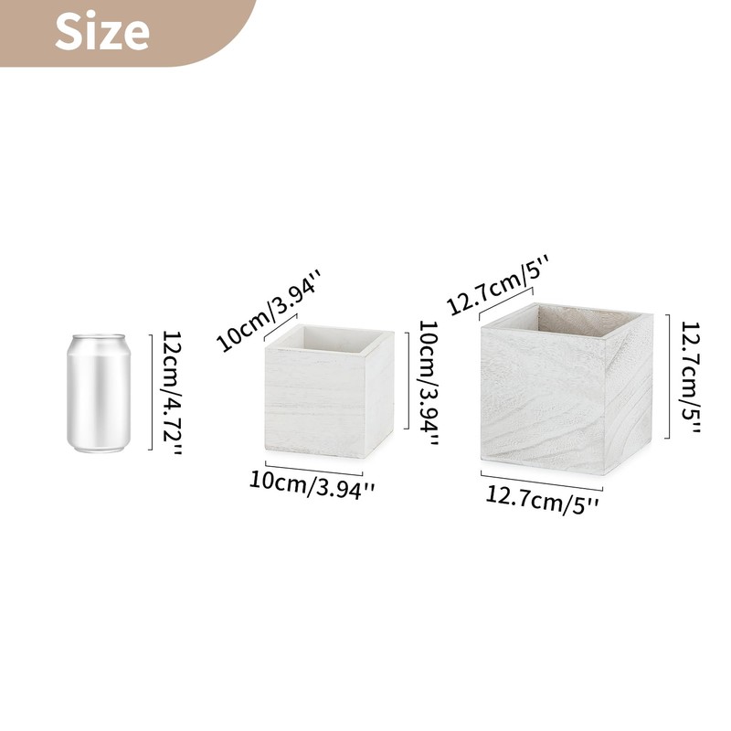 NUPTIO Wooden Box for Centerpiece Wedding: 12 Pcs Rustic Square