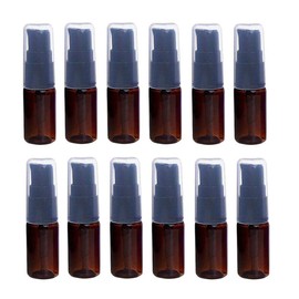 12Pcs 10ml Plastic Amber Lotion Pump Bottle with Press Pump Head Refillable Sample Travel Bottles Toiletries Liquid Container Dispenser for Makeup Emulsion