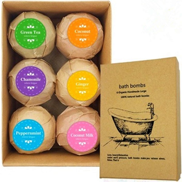 Lukinuo Bath Bombs Gift Set 6 Pieces Bath Bombs Fizzy with Dead Sea Salt Cocoa and Shea Essential Oil Moisturize Dry Skin, Perfect for Bubble Spa Bath