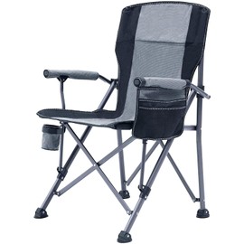 Camping Chairs for Adults,Portable Folding Lawn Chair for Outside,Heavy Duty Camping Chair Support up to 330lbs,Collapsible Outdoor Beach Chair with Cup Holder(Grey)