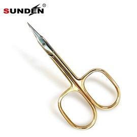 Golden Nail Cuticle Scissors for Manicure Multipurpose-Beauty Grooming Scissors for Nail, Eyebrow, Eyelash, Dry Skin Cuticle Trimming, and Foot Care for Men and Women SUNDEN