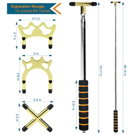 Retractable Billiards Cue Bridge Snooker Pool Bridge Stick Retractable Billiards Cue Stick Bridge with 3 Pcs Removable Bridge Head Pool Cue Table Accessories for Game, Competition