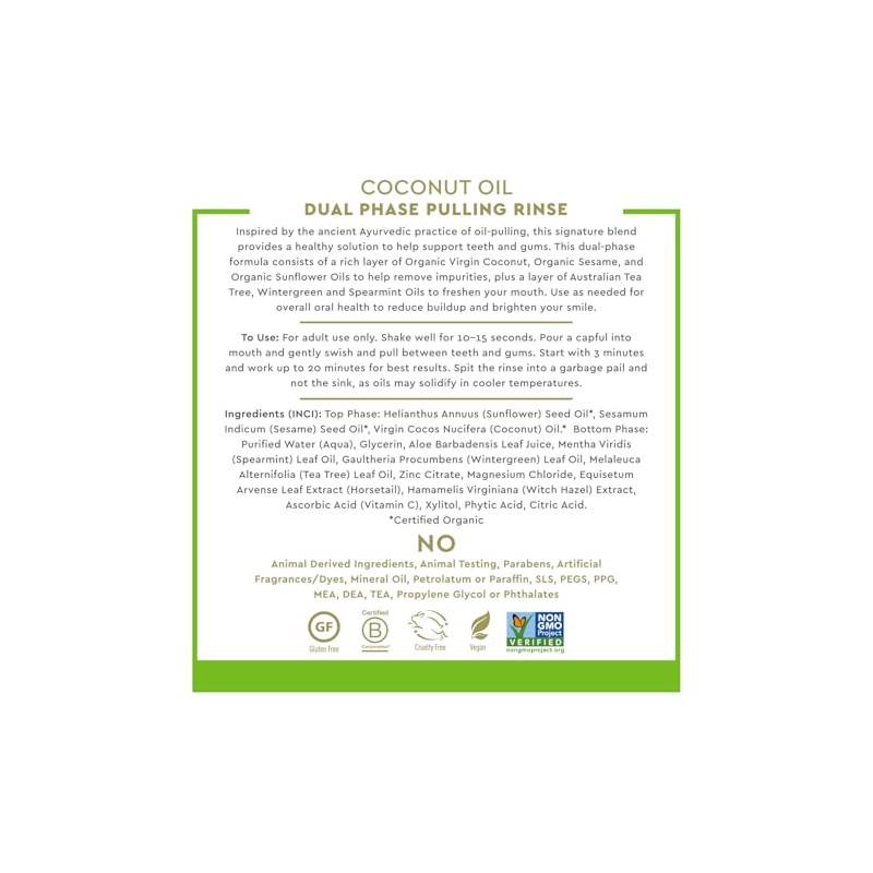 Desert Essence Mouth Rinse Dual Phase Pulling Coconut Oil, 8