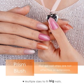 DANNI & TONI Semi Cured Gel Five-color Cat-Eye effect Nail Stickers (Prism Blush) Red Yellow Blue Pink Wraps UV Nails 28 Nail Strips