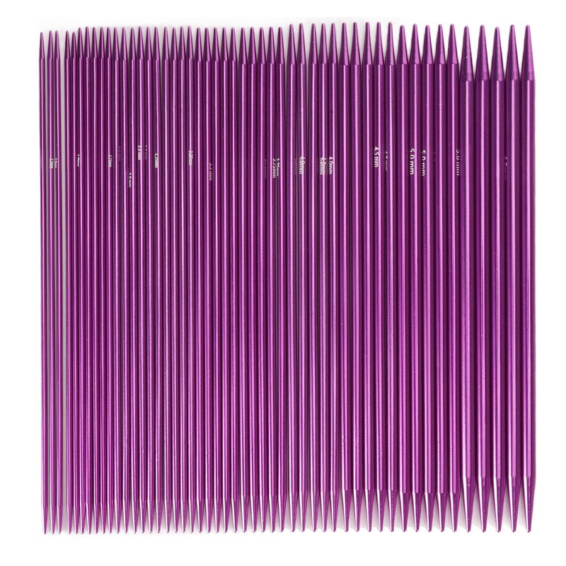 50Pcs Knitting Needles Purple Assorted Size Stainless Steel Ergonomic Metal