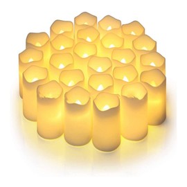 24 Piezas Velas LED Sin Llama, Velas Electricas Sin Llama de Impermeables, Flama Realista con Movimiento, Velas Electricas Decorativas para Recuerdos Fiestas Hogar Bodas, San Valentín, Amarillo Cálido