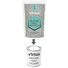 V1RTUS Silver + Gold Holographic Glitter Paint Crystal Additive 100g / 3.5oz for Acrylic, Latex, Emulsion - use Interior/Exterior - Wall Ceiling Wood Metal Varnish, Dead Flat, Matte, Soft Sheen, Silk