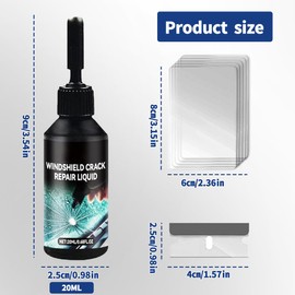 Windshield Crack Repair Kit, 2025 New Premium Windshield Repair Kit, Quick Glass Repair Liquid, Cracks Gone Glass Remover Fluid for Quick Fix Windshields, Windows, Mirrors, All Crack Types