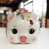 FORLONG Ceramic Piggy Bank，Coin Bank，Money Box, Hand Painted Victoria Pink