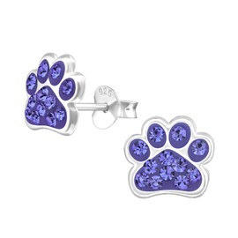 925 Sterling Silver Paw Print Stud Earrings (Choose Your Style) (Nickel Free), Silver/Sterling-Silver