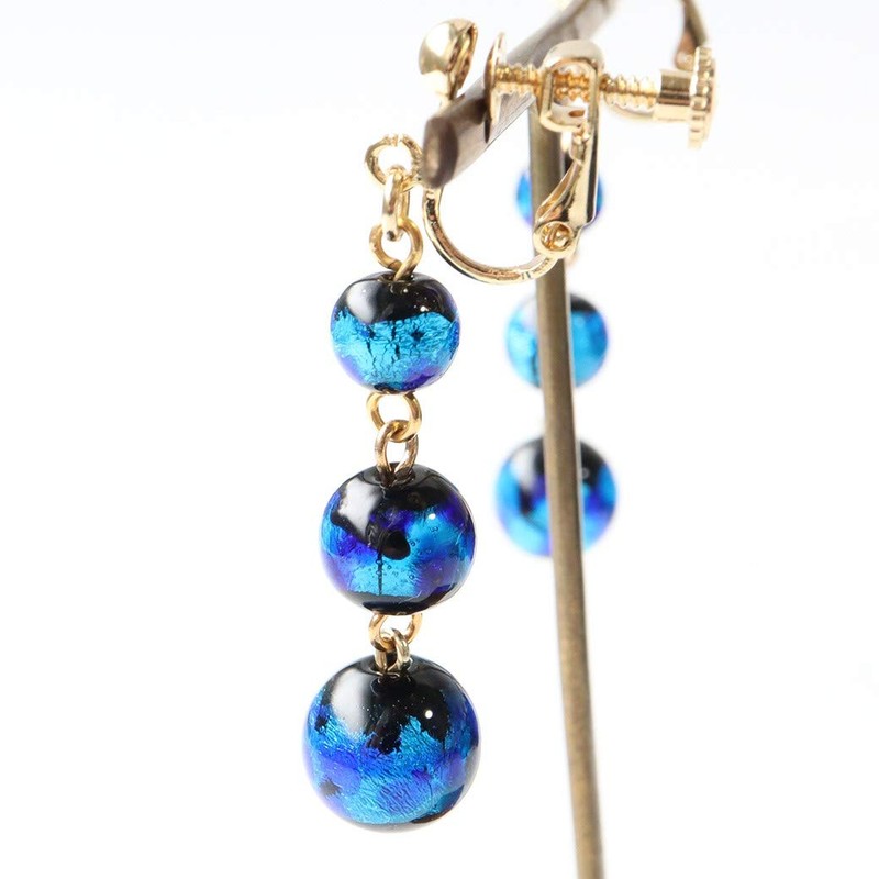 Gold Stone Firefly Glass Earrings, For Both Ears, Swing, Okinawa,