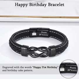 21st Birthday Gifts for Him 21 Year Old Birthday Gifts for Him 21st Birthday Leather Bracelet Gifts Ideas for 21 Year Old Male Boyfriend Son Brother Grandson Nephew Best Friend