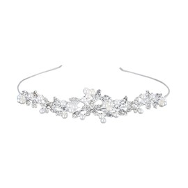 Tiara Silver Crystal Crown Tiara Wedding Tiara Crown Crystal Tiara Bridal Headband Tiara Girls Tiara for Birthday Wedding Pageant Prom Party (Silver), Alloy
