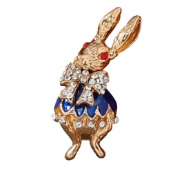 White Rabbit, Alice in Wonderland Cubic Zirconia Brooch Pin, in a Jewellery Gift Bag