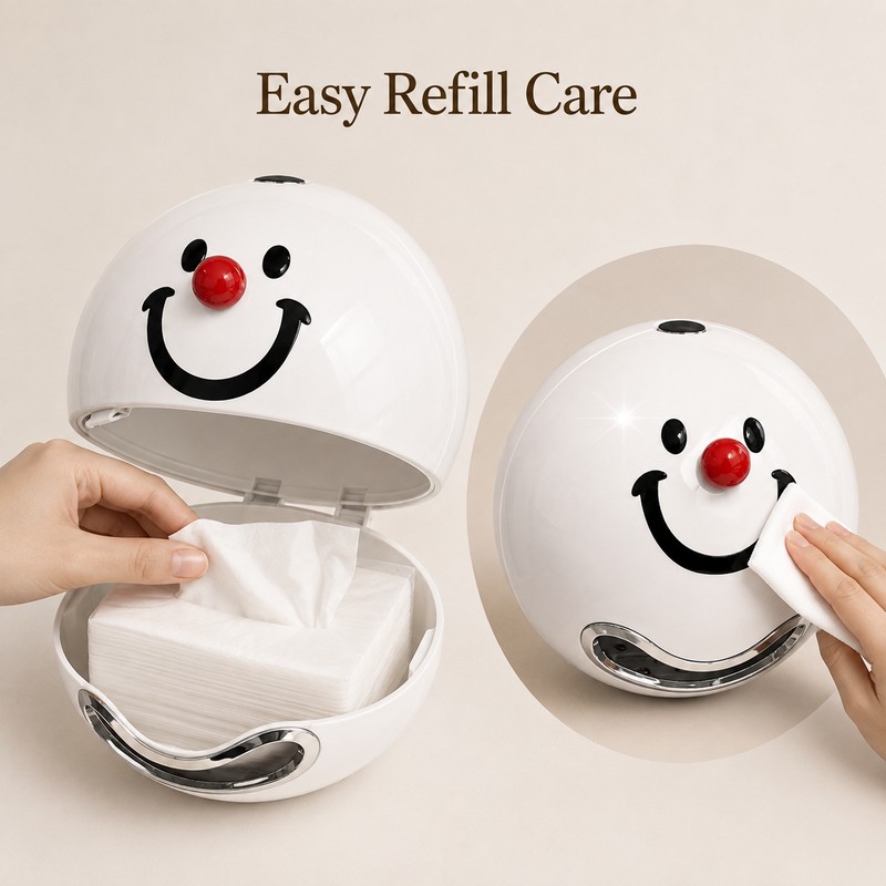 Smiley Face Tissue Box Holder for Home - Light Luxury