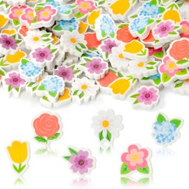 Yopyame 60PCS Spring Flowers Mini Erasers for Kids Bulk Assorted Novelty Tiny Pencil Erasers 3D Cute Puzzle Erasers Desk Pet School Classroom Prizes Student Homework Rewards Gift Filling Party Favors