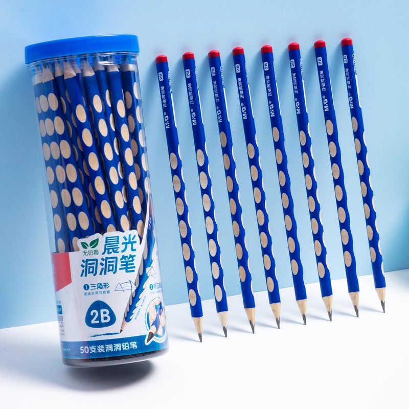 M&G 50 Pcs Triangular Pencils for Kids, Triangular Pole with