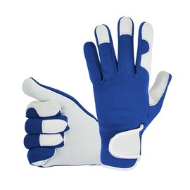 COLOURLINX Leather Gardening Thorn Proof Rose Pruning Garden Gloves MultiPurpose Safety Thick Rigger Gardner Gloves Blue