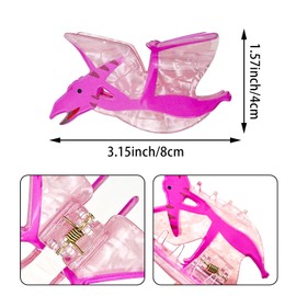3 PACK Dinosaur Hair Clip, Acrylic Hair Clip, Acetate hair clips, Y2k Accessories Cute Small Hair Clips for Thick Hair for Women Girls(Style 3)