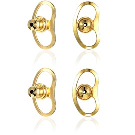 UYRVAPE Earring Lifter, with Buttonhole Earring Clasps for Hanging Ears, Flat Earring Clasps, Locking Earring Support Closure for Large Stud Earrings, Heavy Earrings, Gold, Pack of 4