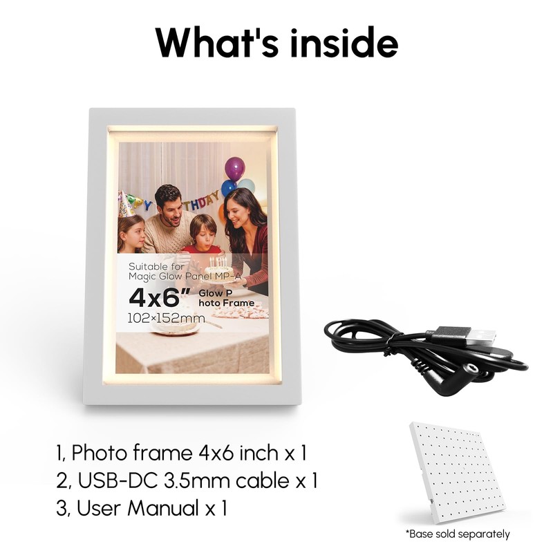 4x6 Inch LED Light Up Photo Frame for Pegboard, Glowing