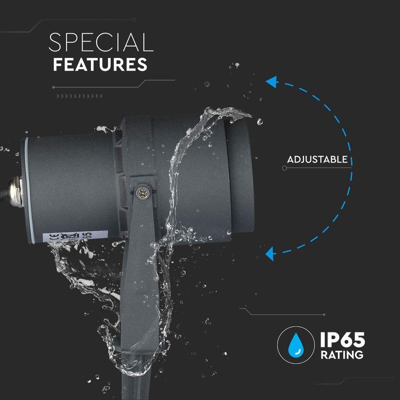 V-TAC LED Cob Garden Spotlight 12 W with Spike, Grey